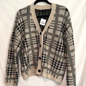 Rails black oatmeal plaid wool mix sweater size L